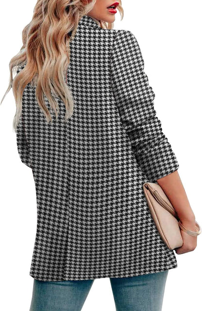 Womens Casual Blazer Jacket Long Sleeve Open Front Work Office Blazer Lapel Button Jacket