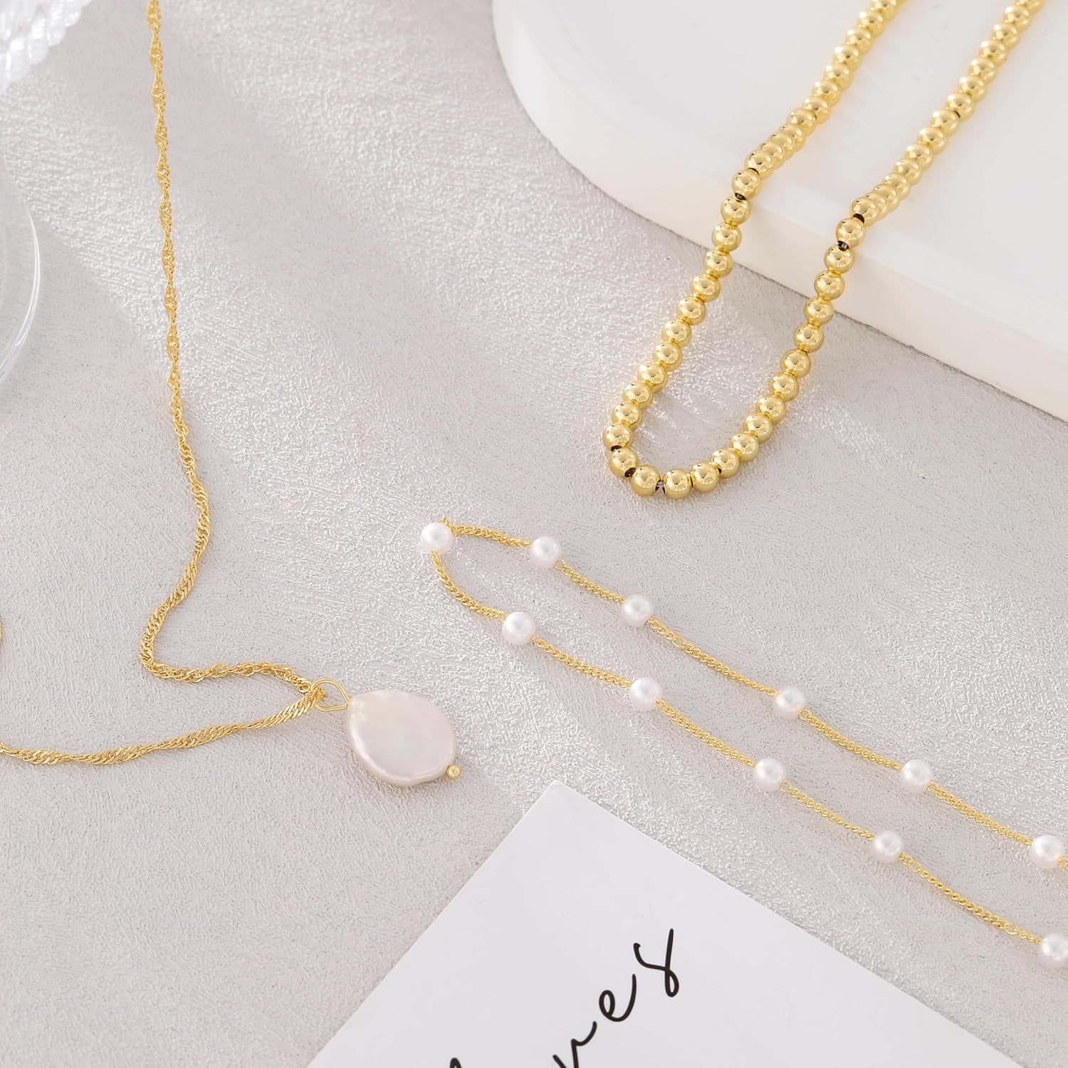 Layered Gold/Silver Necklaces for Women，Stackable 14K Gold/Silver Plated Choker Chain Necklace Simple Layering Stack Pendant Necklaces for Women Trendy Gold Set Jewelry for Women