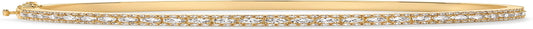 14K Gold Plated Cubic Zirconia Bangle Tennis Bracelets for Women | Classic Love Cuff Bangle Bracelets