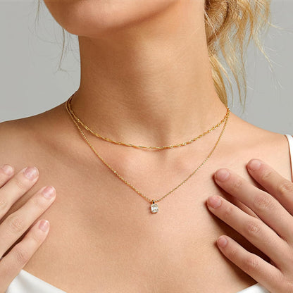 Diamond Necklaces for Women, Dainty Gold Necklace 18K Gold Plated Layered Necklaces Simple Gold CZ Diamond Pendant Necklaces for Women Trendy Jewelry Gifts for Girls