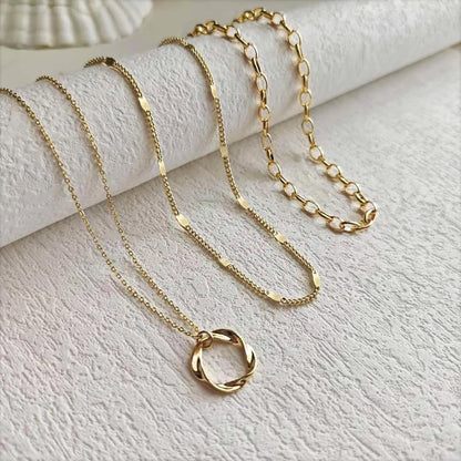 Gold Layered Necklaces for Women 14K Gold Plated Dainty Stackable Choker Necklaces for Women Trendy Layering Circle Paperclip Chain Cute Pendant Necklace Set Gold Jewelry for Women