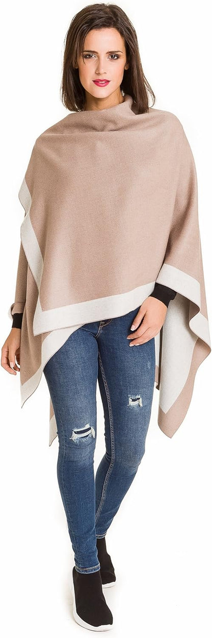 Women'S Shawl Wrap Poncho Ruana Cape Cardigan Sweater Open Front for Fall Winter