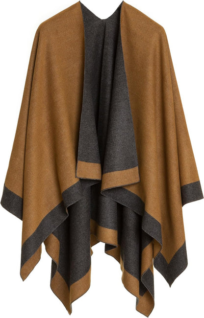 Women'S Shawl Wrap Poncho Ruana Cape Cardigan Sweater Open Front for Fall Winter