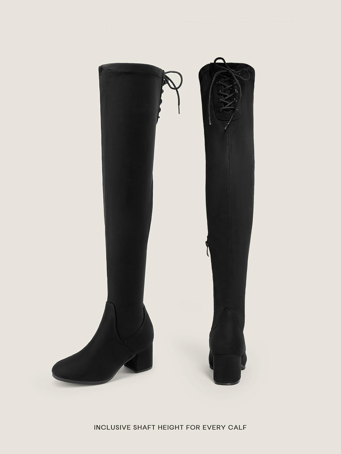 Women'S Laurence over the Knee Thigh High Chunky Heel Boots Long Stretch Sexy Fall Boots