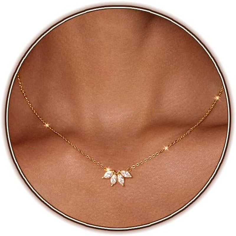 Diamond Necklaces for Women, Dainty Gold Necklace 18K Gold Plated Layered Necklaces Simple Gold CZ Diamond Pendant Necklaces for Women Trendy Jewelry Gifts for Girls