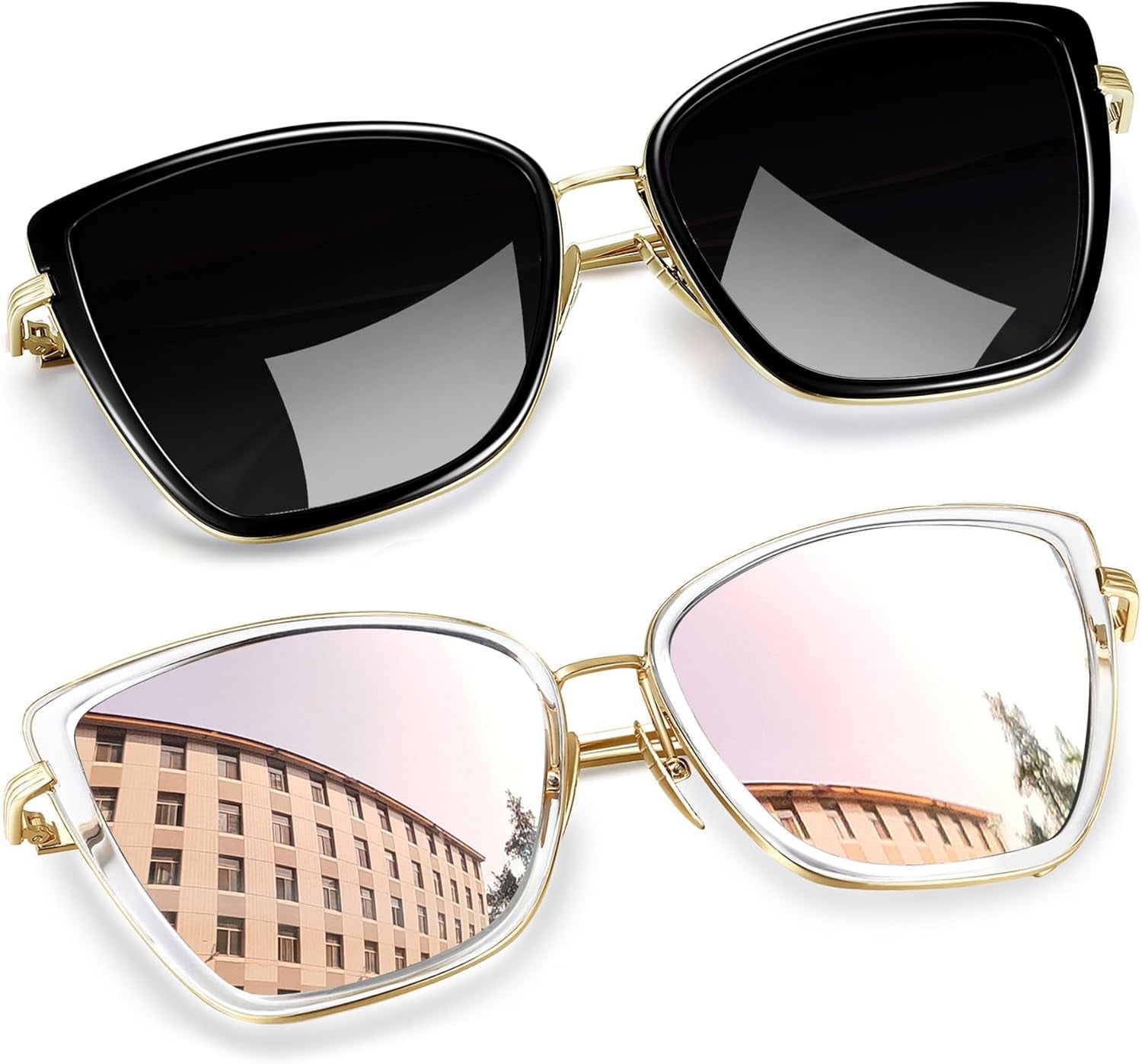 Oversized Cateye Sunglasses for Women, Fashion Metal Frame Cat Eye Womens Sunglasses