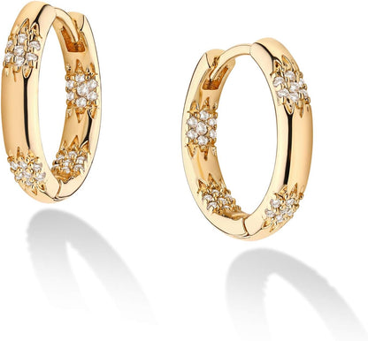 Cubic Zirconia Huggie Earrings 14K Gold Plated Tiny Earrings Small Huggie Hoop Earrings Simple Lightweight Hoops Gift for Women