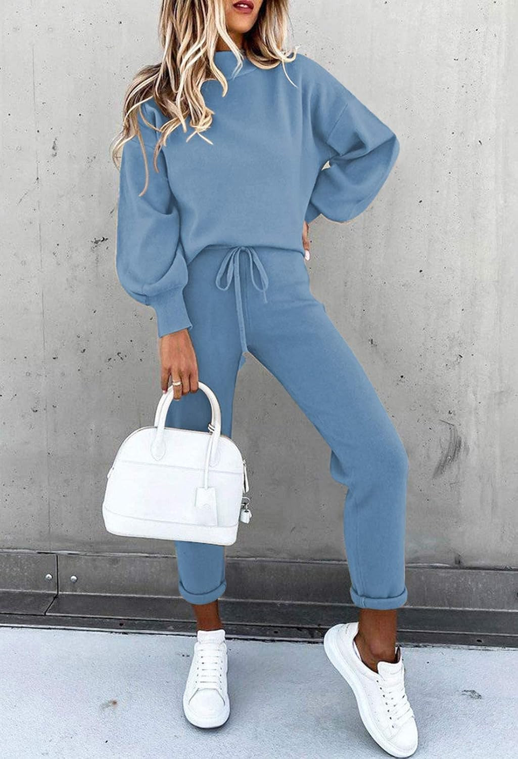 Women'S 2 Piece Outfits Long Sleeve Pullover Sweatshirt Jogger Pants Sweatsuit