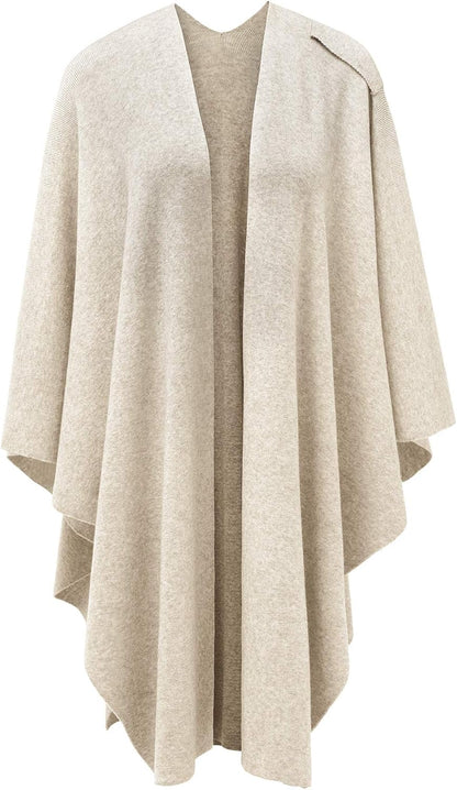 Womens Large Cross Front Poncho Sweater Wrap Topper Knitted Elegant Shawls Cape for Fall Winter