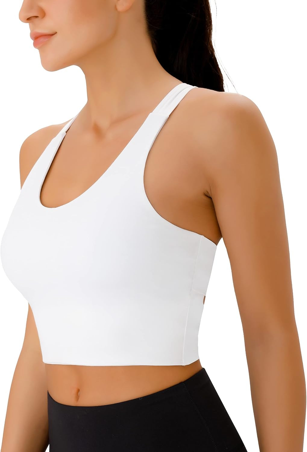 Sports Bras for Women Criss-Cross Back Padded Workout Tank Tops Medium Support Crop Tops for Women