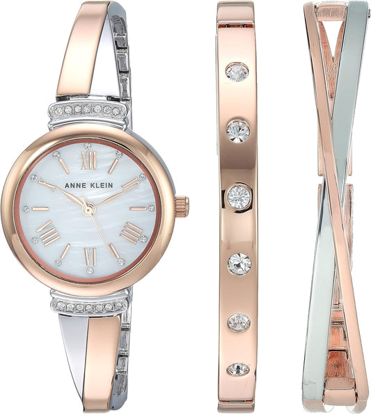 Women'S Premium Crystal Accented Bangle Watch Set, AK/2245