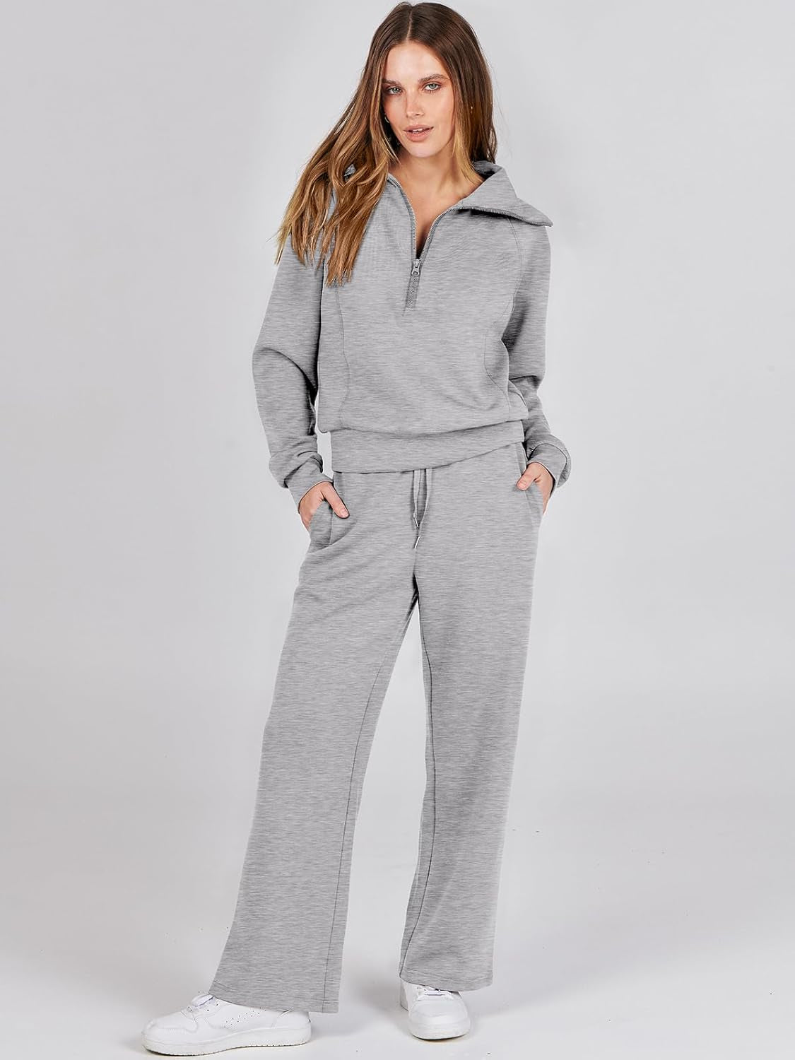 Women 2 Piece Outfits Sweatsuit Oversized Sweatshirt Sweatpants Tracksuit Sweat Lounge Matching Set 2025 Fall Trendy