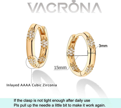 Cubic Zirconia Huggie Earrings 14K Gold Plated Tiny Earrings Small Huggie Hoop Earrings Simple Lightweight Hoops Gift for Women