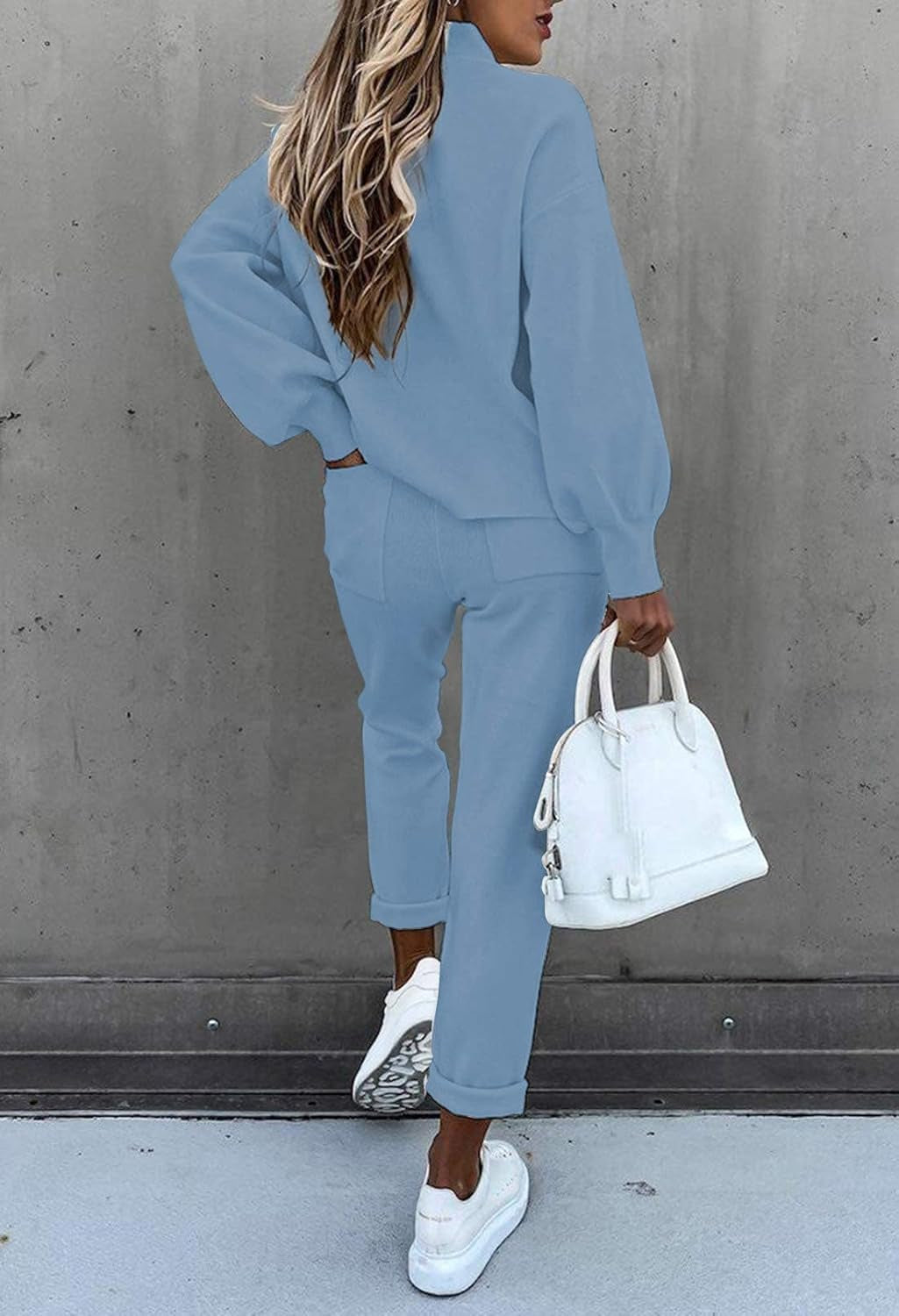 Women'S 2 Piece Outfits Long Sleeve Pullover Sweatshirt Jogger Pants Sweatsuit