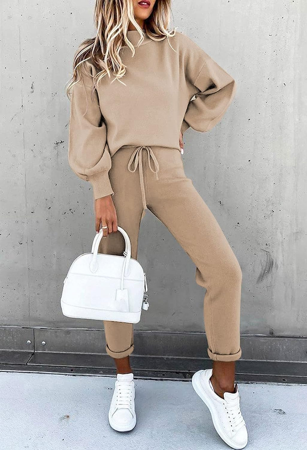 Women'S 2 Piece Outfits Long Sleeve Pullover Sweatshirt Jogger Pants Sweatsuit