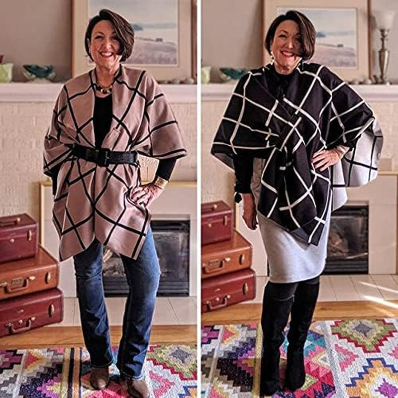 Women'S Shawl Wrap Poncho Ruana Cape Open Front Cardigan Shawls for Fall Winter