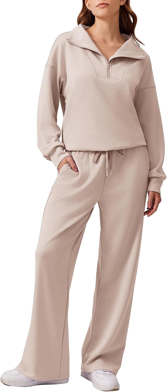 2 Piece Sets for Women 2025 Fall Outfits Sweatsuit Oversized Sweatshirt Wide Leg Sweatpants Matching Set Tracksuit