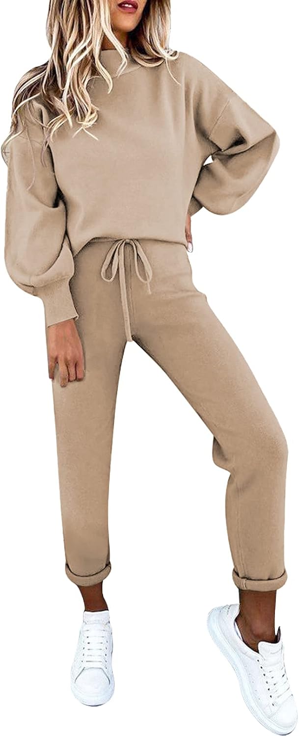 Women'S 2 Piece Outfits Long Sleeve Pullover Sweatshirt Jogger Pants Sweatsuit