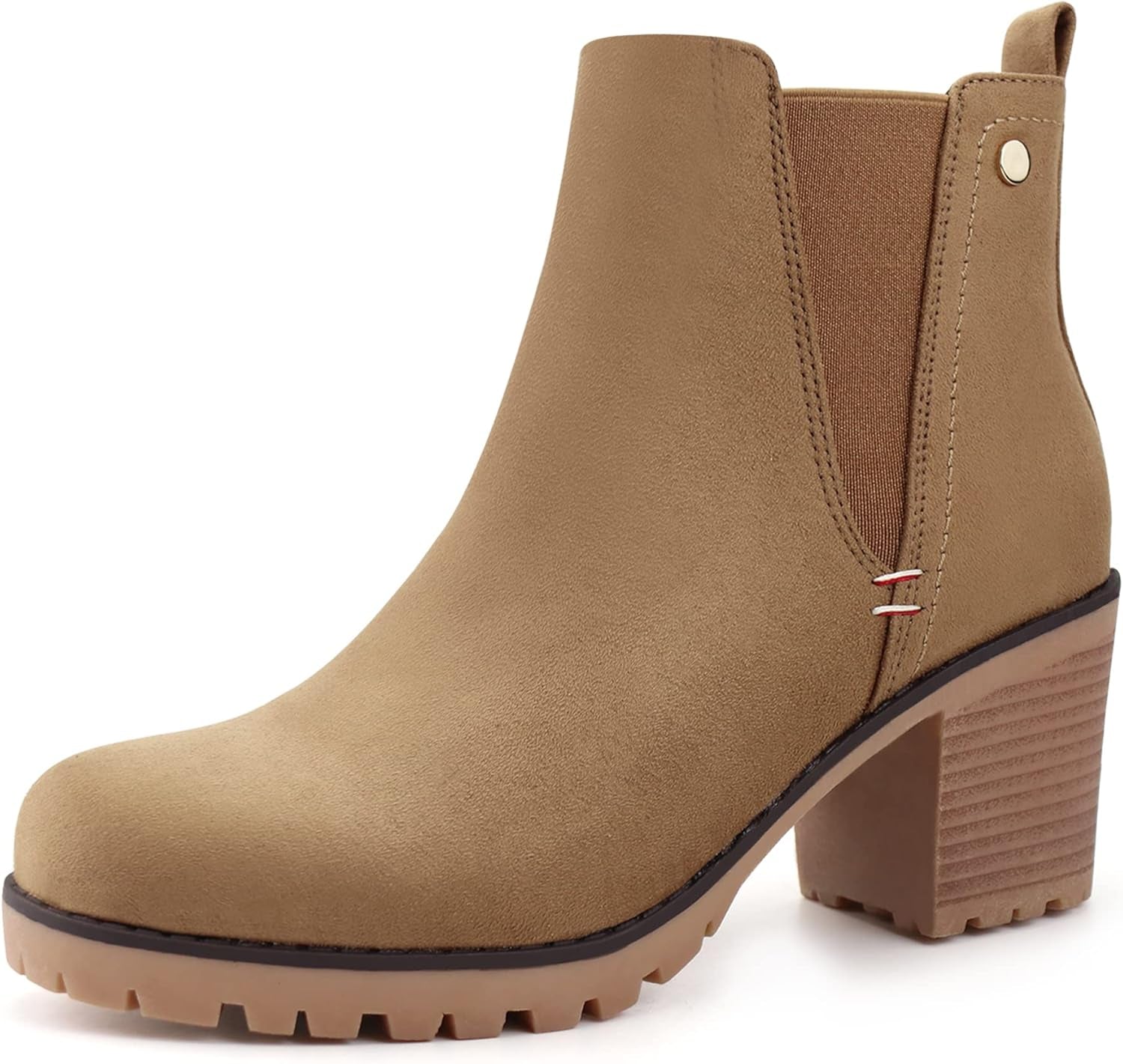 Women Casual Ankle Booties Block Heel Slip on Chelsea Boots