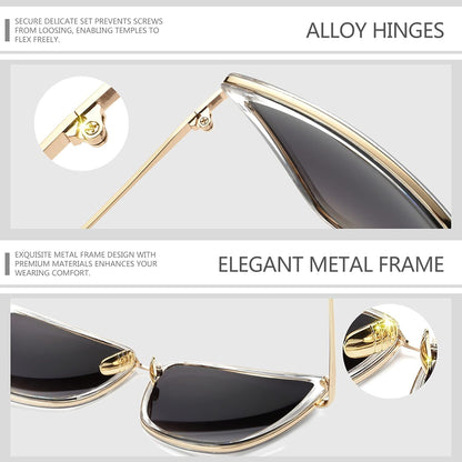 Oversized Cateye Sunglasses for Women, Fashion Metal Frame Cat Eye Womens Sunglasses