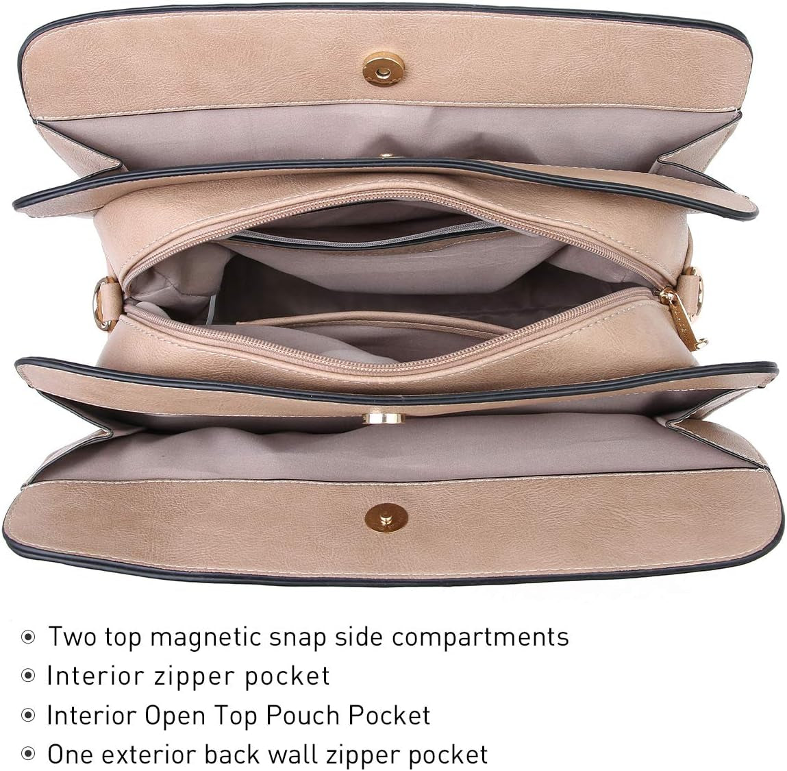 Women Handbag Wallet Tote Shoulder Hobo Bag Top Handle Satchel Purse Set 2Pcs with 3 Compartments