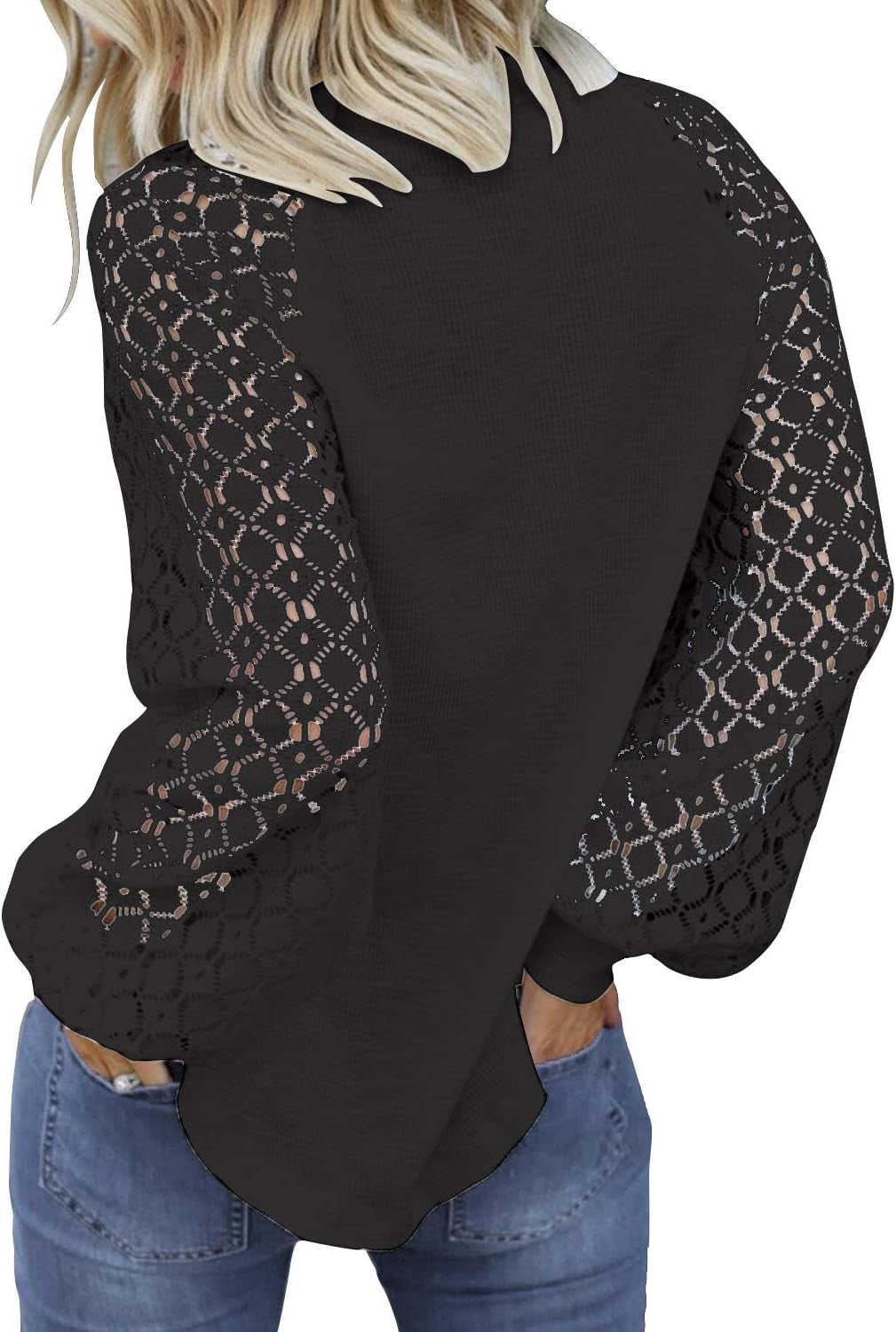 Women’S Long Sleeve Tops Lace Casual Loose Blouses T Shirts