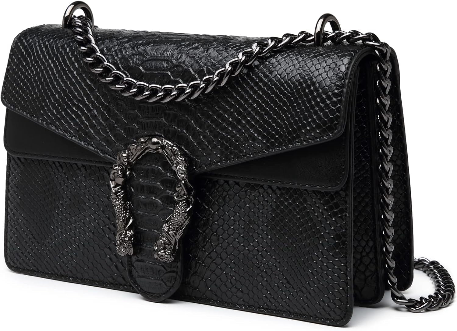 Crossbody Bags for Women - Snake Printed Clutch Purses Leather Chain Shoulder Bags Evening Handbags