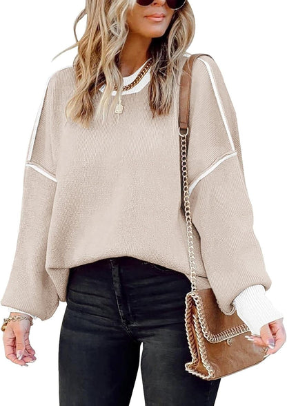 Women'S Oversized Crewneck Long Sleeve Fuzzy Knit Casual Chunky Warm 2025 Fall Pullover Sweaters Top Trendy Outfits