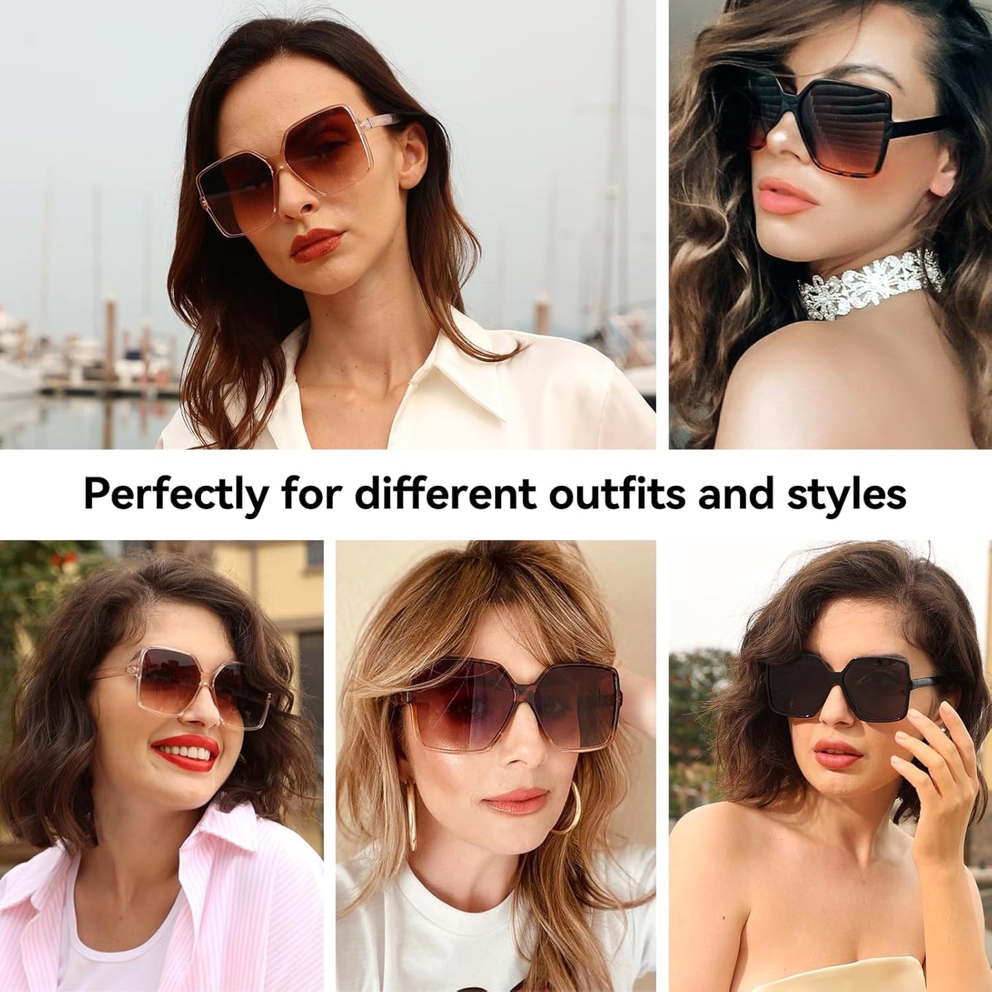 Oversized Square Sunglasses for Women Big Large Wide Fashion Shades for Men UV Protection Unisex