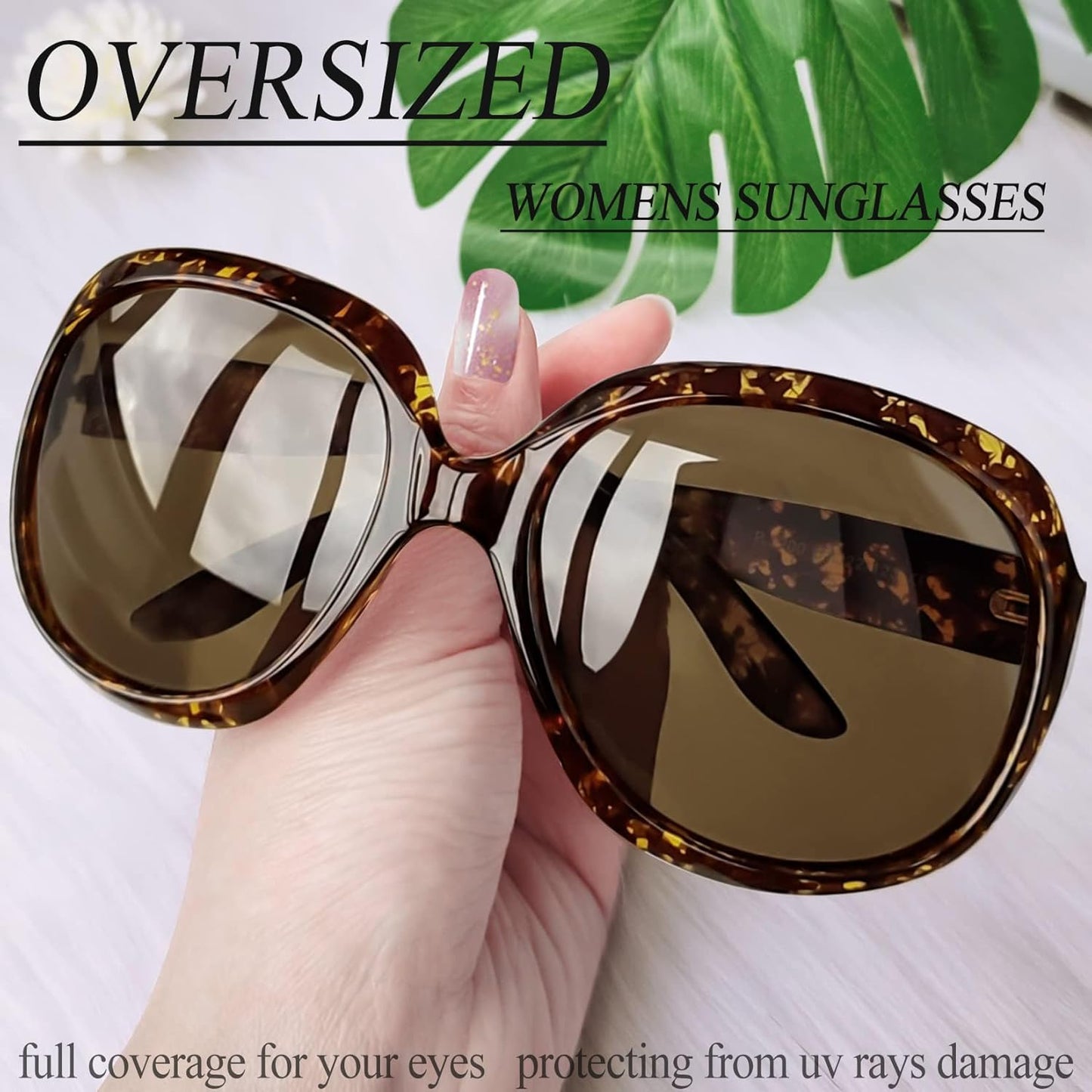 Oversized Sunglasses Womens Trendy Polarized Large Driving Sun Glasses Ladies UV Protective Big Sunnies Shades