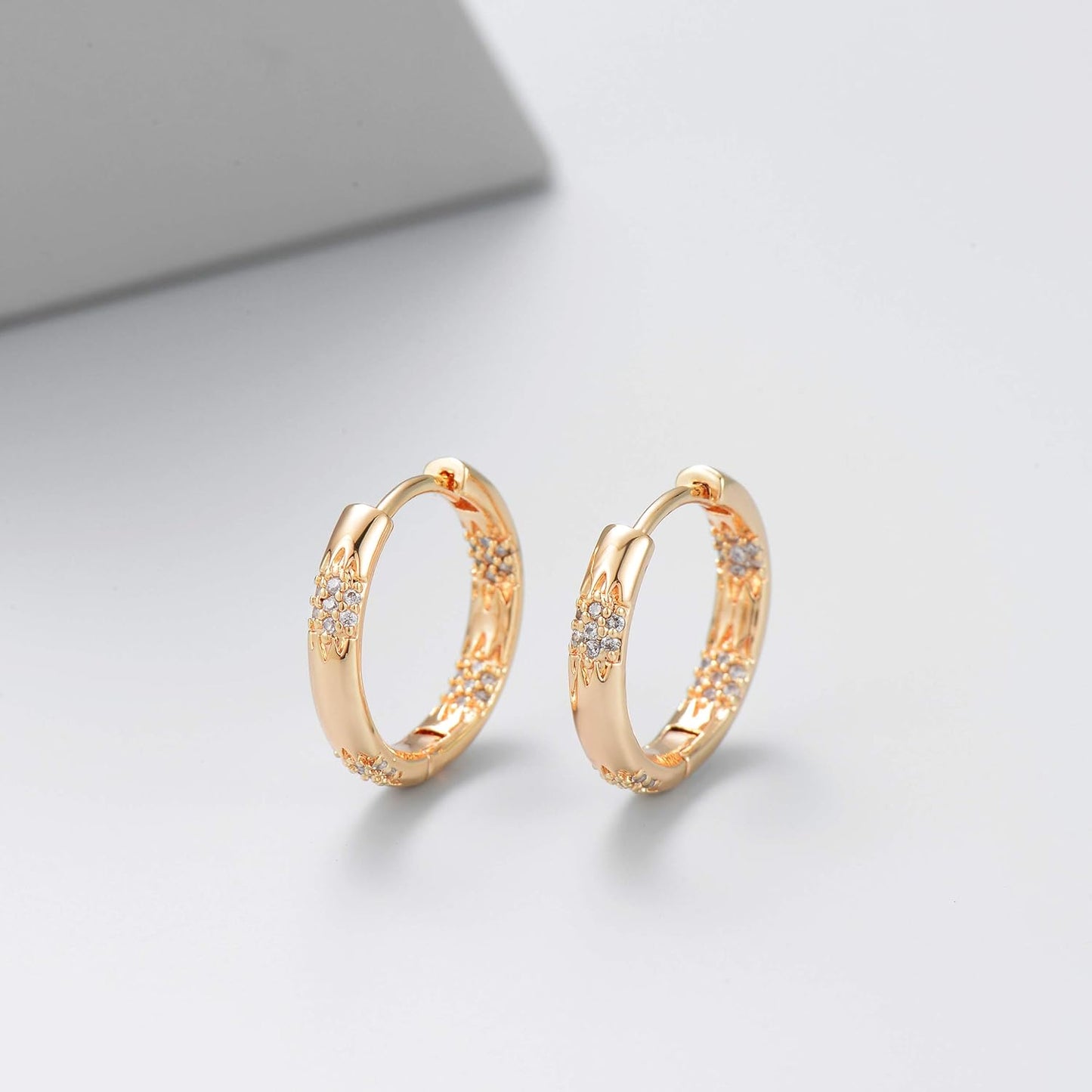 Cubic Zirconia Huggie Earrings 14K Gold Plated Tiny Earrings Small Huggie Hoop Earrings Simple Lightweight Hoops Gift for Women