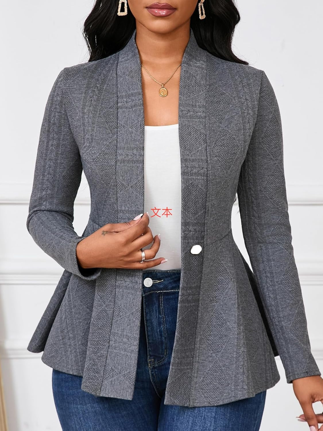 Women Casual Blazers Button Knit Lightweight Business Cardigan Jackets Blazer for Work