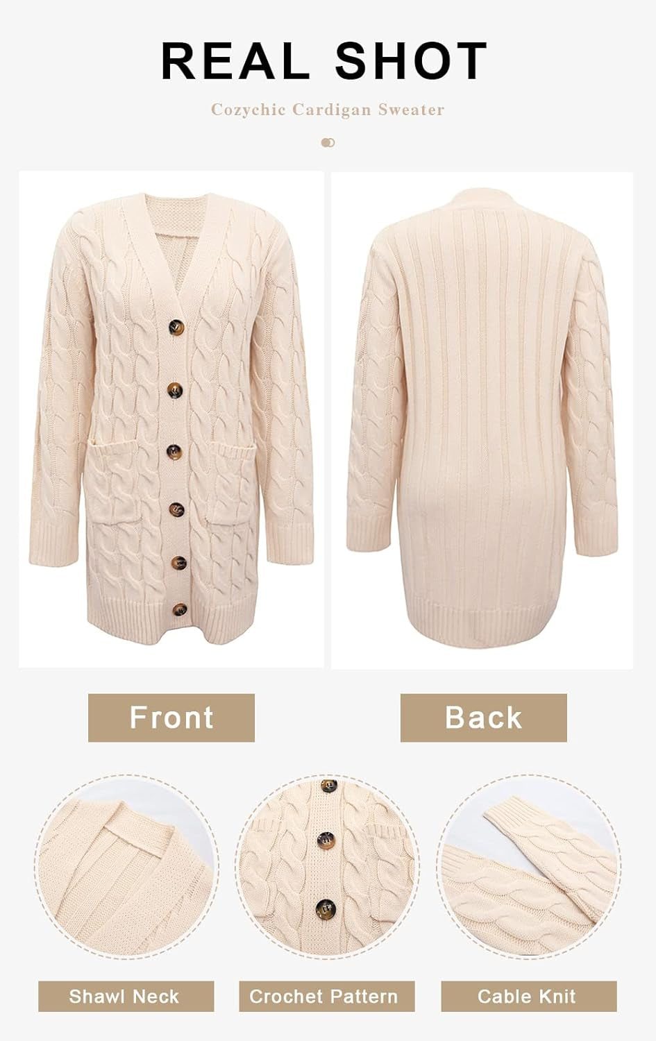 Long Sleeve Cable Knit Long Cardigan for Women 2025 Fall Winter Chunky Open Front Button Sweaters with Pockets