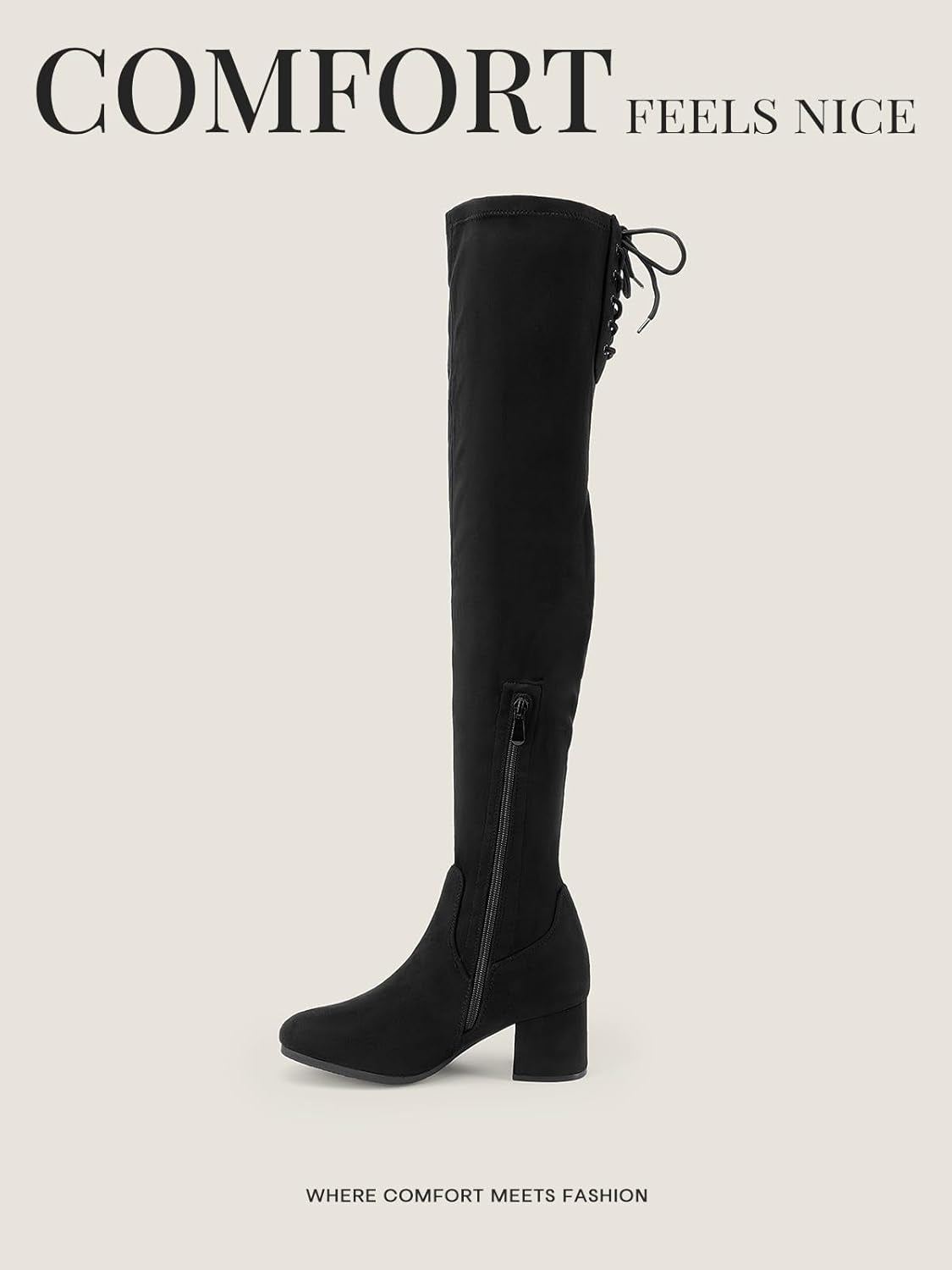 Women'S Laurence over the Knee Thigh High Chunky Heel Boots Long Stretch Sexy Fall Boots