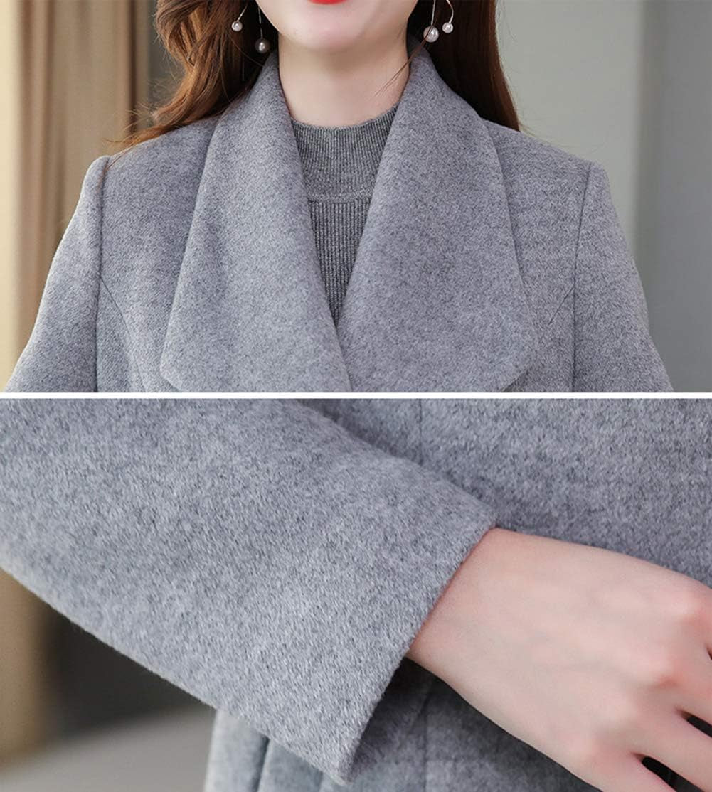 Women'S Chic Shawl Collar Work Double Breasted Maxi Long Wool Pea Coat