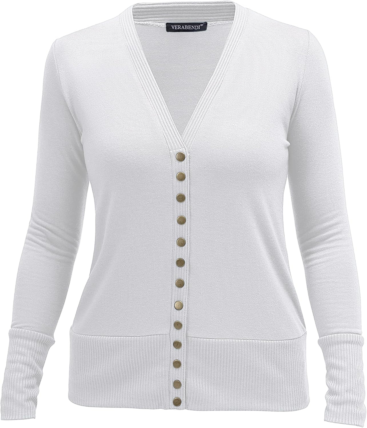 Women Long Sleeve Snaps Button down V Neck Cute Knit Sweater Cardigan