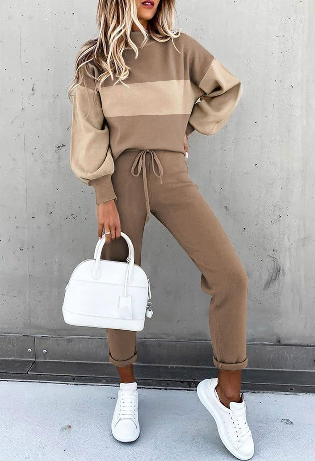 Women'S 2 Piece Outfits Long Sleeve Pullover Sweatshirt Jogger Pants Sweatsuit