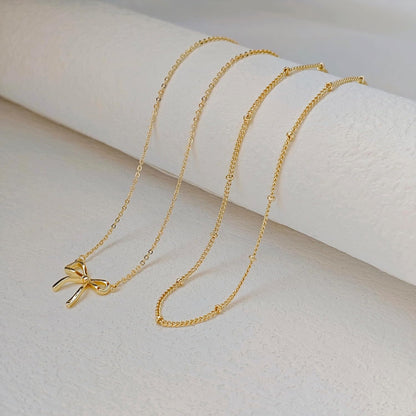 Gold Necklace for Women, Bow Necklace 14K Layered Gold Necklace Dainty Bow Pendant Choker Necklace Trendy Bow Necklace Gold Chain Necklaces for Women Jewelry Gift