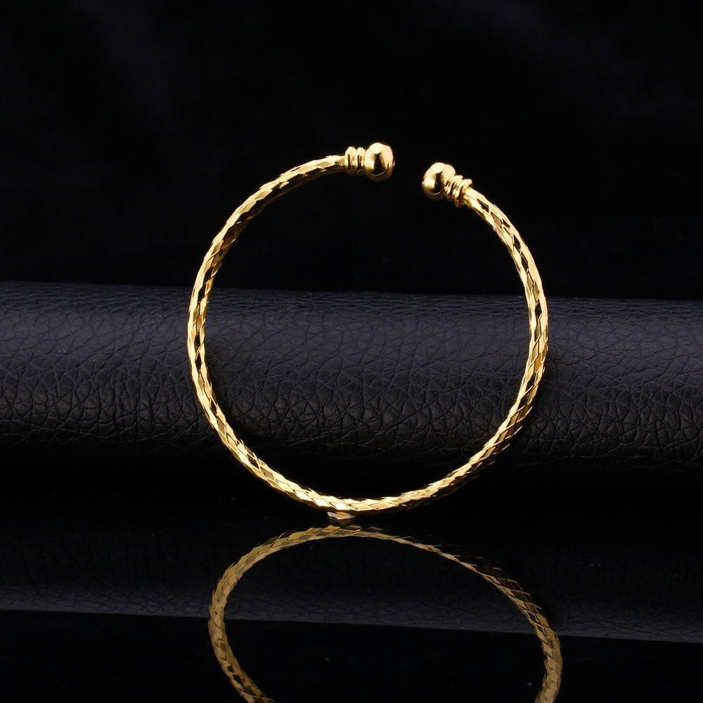 Unisex Simple Cuff Bracelet 18K Real Gold Platinum Plated Fine Bracelets Fashion Jewelry Open Bangle Cuff Bracelets, Twisted or Heart Style