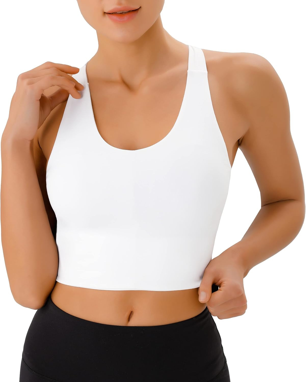 Sports Bras for Women Criss-Cross Back Padded Workout Tank Tops Medium Support Crop Tops for Women