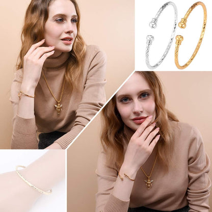 Unisex Simple Cuff Bracelet 18K Real Gold Platinum Plated Fine Bracelets Fashion Jewelry Open Bangle Cuff Bracelets, Twisted or Heart Style