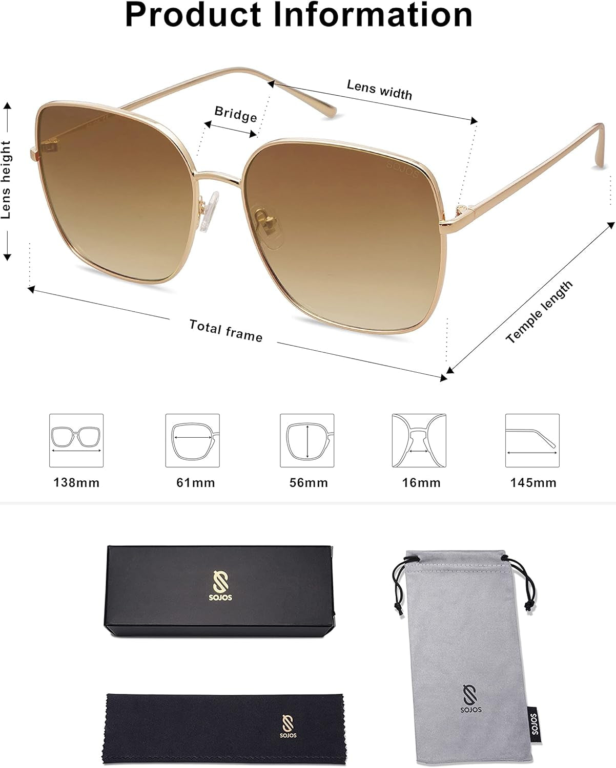 Trendy Oversized Square Metal Frame Sunglasses for Women Men Retro Big Flat Lens UV Protection Sunglasses SJ1146