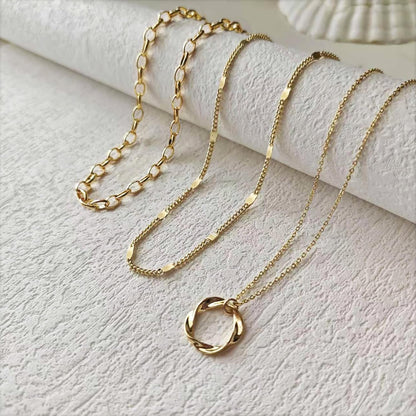 Gold Layered Necklaces for Women 14K Gold Plated Dainty Stackable Choker Necklaces for Women Trendy Layering Circle Paperclip Chain Cute Pendant Necklace Set Gold Jewelry for Women