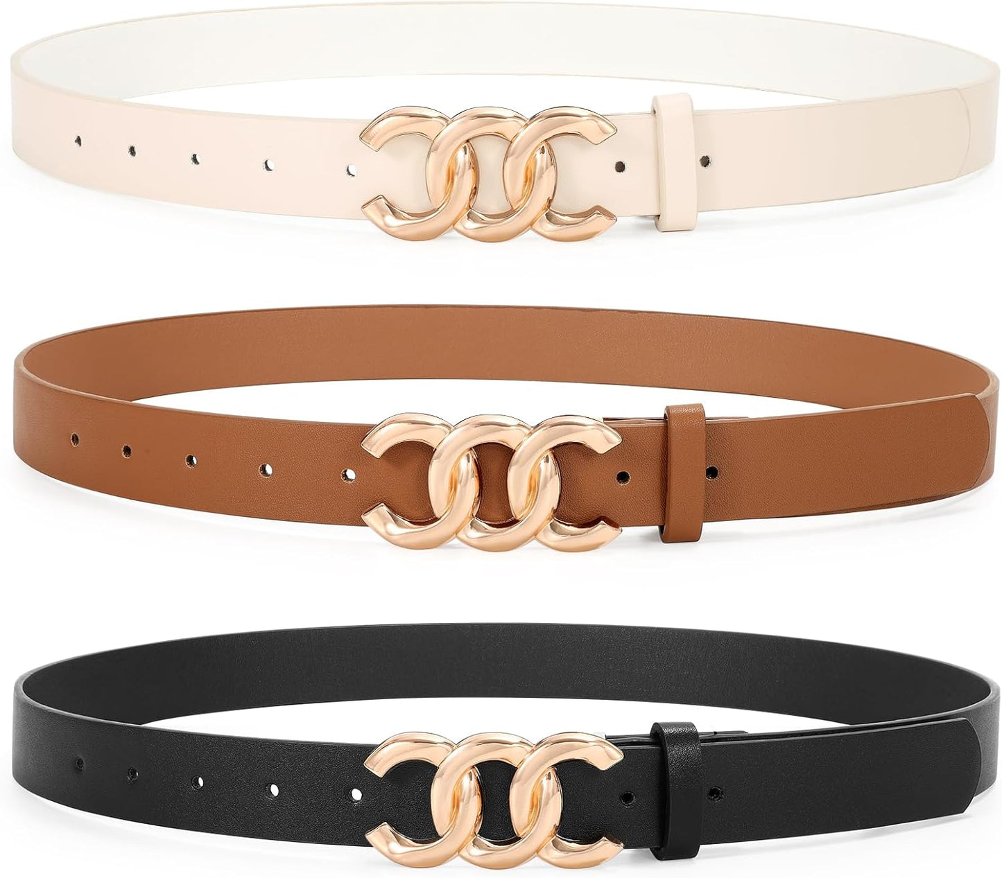 3 Pack Women'S Belts for Jeans Pants Fashion Waist Belts for Ladies Leather Belts