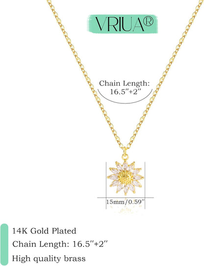 Gold Necklace for Women, Dainty Star of David Necklace 14K Gold Plated Butterfly Necklace Sun Lotus Flower Necklace Simple Bead Necklace Jewelry Everyday for Women