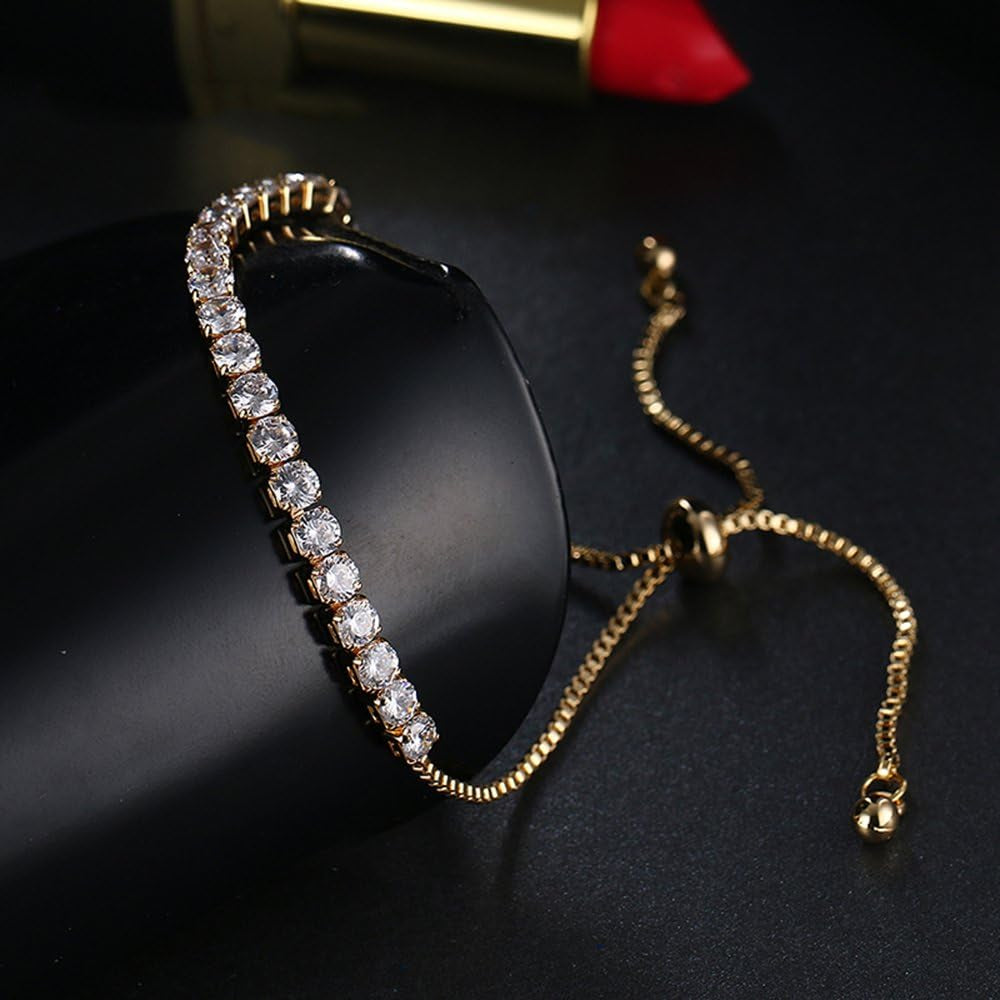 Fashion Adjustable Chain Bracelet for Women Cubic Zirconia Rose Gold Gift Bracelet of Luxury Shining Jewelry