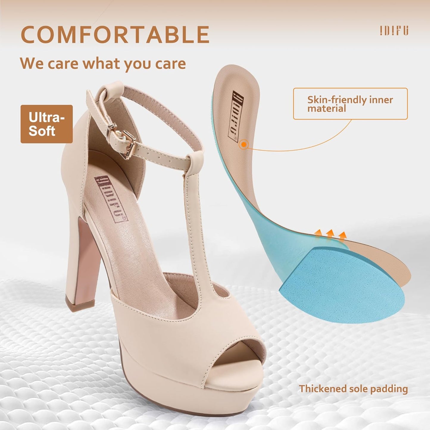 Women'S IN5 Polly Platform Chunky High Heels T-Strap Sexy Sandals Peep Toe Wedding Party Prom Dress Shoes for Women Bride