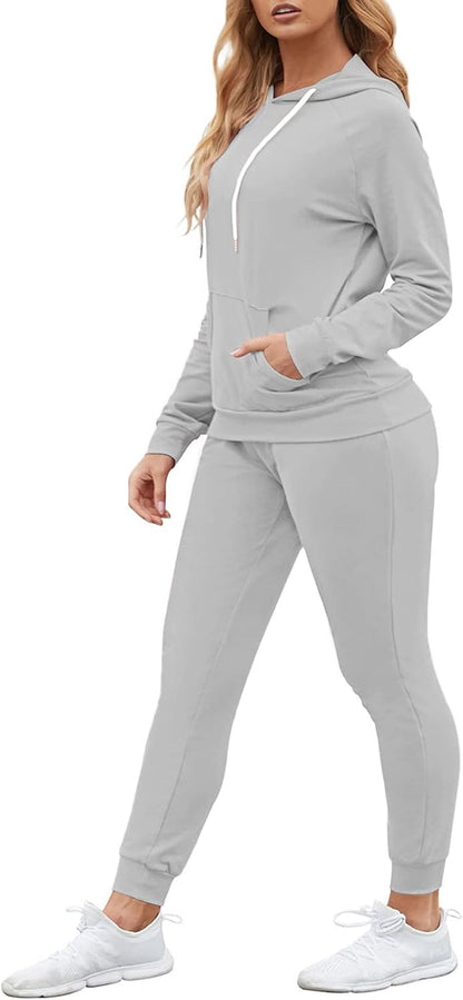 Women Pullover Hoodie Pockets Sweatpants Sport Jogger Sweatsuit